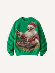 DJ Santa Claus will be playing passionately for you on a crew neck sweatshirt