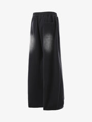 French Terry Distressed Gradient Drawstring Wide Leg Pants