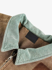 Punk Retro Collage Print Distressed Heavy Jacket