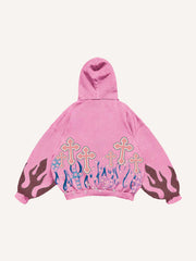 Flame burning rhinestone sweatshirt