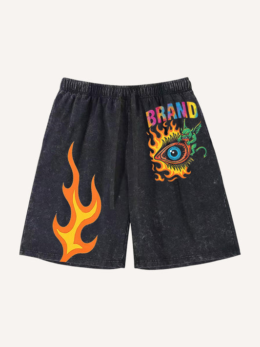 Eye of Hell washed print shorts