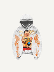 Hand-painted Fuwa hoodie attracting wealth and fortune