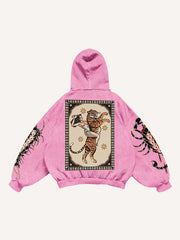 Sexy girl tattoo riding tiger pattern sweatshirt