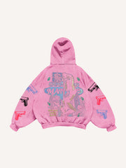 Sexy girl print distressed street style sweatshirt