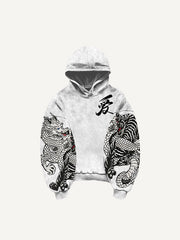 Embroidered white dragon ethnic style sweatshirt