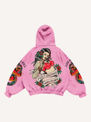 Rose Girl Textured Print Sweatshirt
