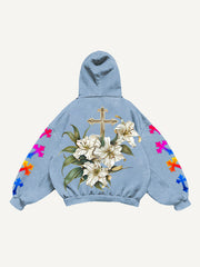 Gradient Shiny Crew Neck Knitted Print Sweatshirt