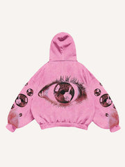 Eye Print Slant Pockets Hoodie