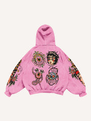 Retro girl print sweatshirt