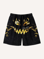 Cool street shorts with golden skull texture