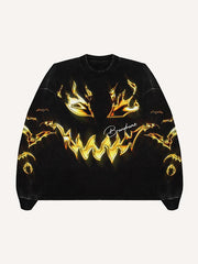 Cool street sweatshirt with golden skull texture