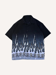 Flame print high-end casual shirt