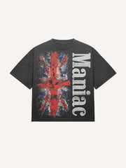 Washed flag print T-shirt