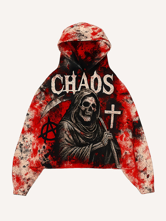 Death tie dye washed textured sweatshirt