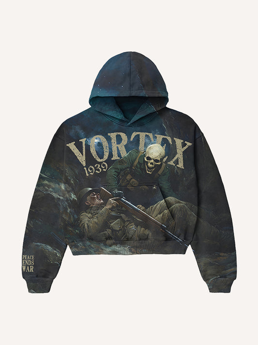 Distressed Adventure Story Hooded Tie-Dye Street 3D Sweatshirt