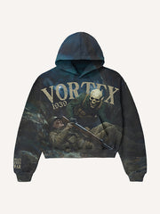 Distressed Adventure Story Hooded Tie-Dye Street 3D Sweatshirt