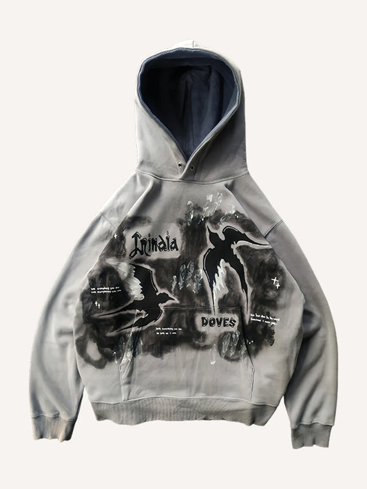 Artist hand-painted Double Flying Swallow custom rap sweatshirt