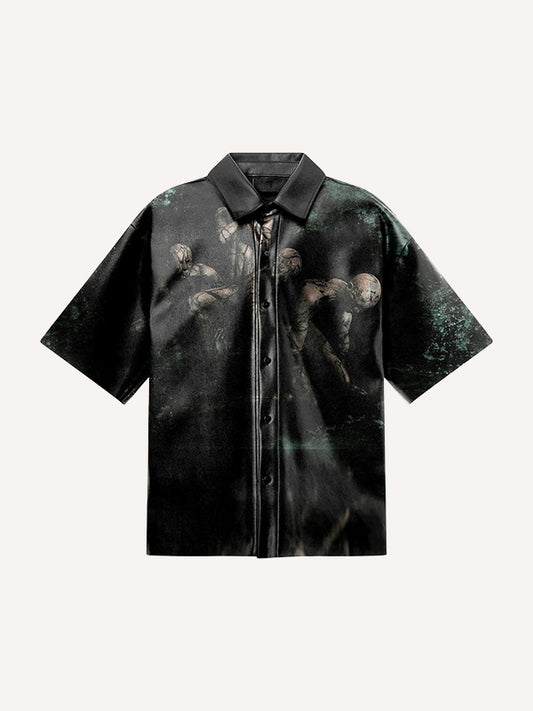 Satin Skull Horror Element Exquisite Shirt