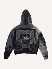 Cashew Flower Patchwork Distressed Comfortable Sweatshirt