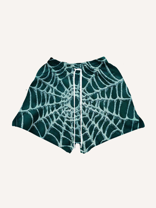 Hand-painted spiderweb comfortable shorts