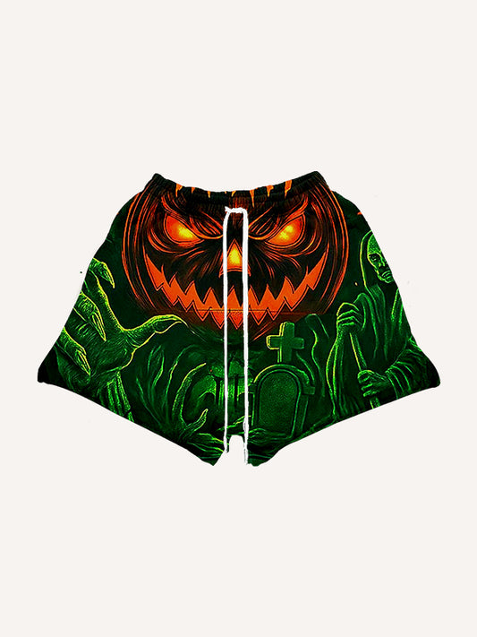 Halloween Skull Pumpkin Shorts