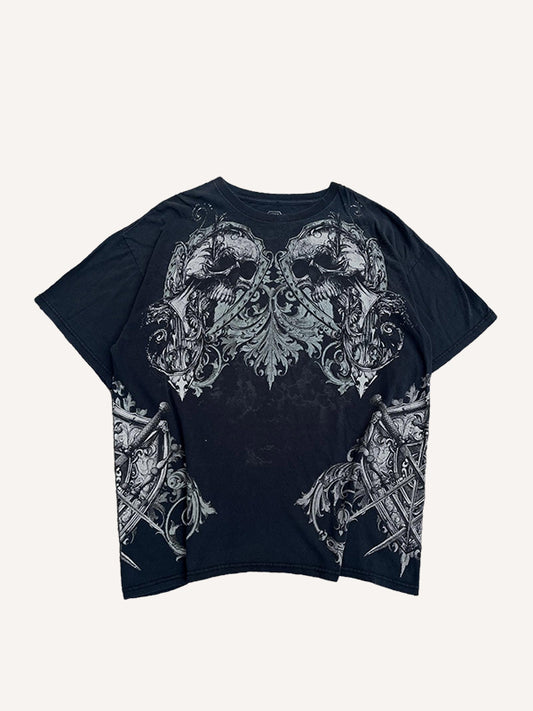 High-end hand-painted skull style rap short sleeves