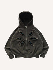 Six-eye zipper high-end sweatshirt