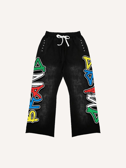 Helios front and back print artist trousers