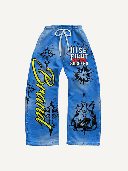 Hip-Hop Distressed Hooded Cardigan Trousers