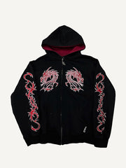 Double Dragon Hooded Textured Sweatshirt