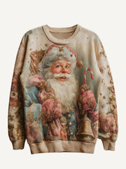Candy Santa Print Christmas Sweater