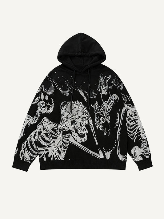 Hellfire Skull Classic Hand-Painted Print Hoodie