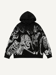 Hellfire Skull Classic Hand-Painted Print Hoodie
