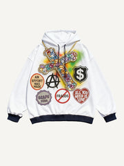 Metal Diamond Textured Trendy Printed Sweatshirt