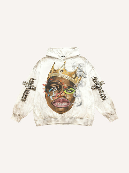 Forever Hip-Hop Singer Crown Print Sweatshirt