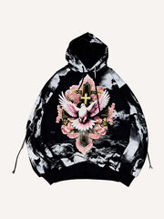 Peace Dove Print Tie-Dye Loose Sweatshirt