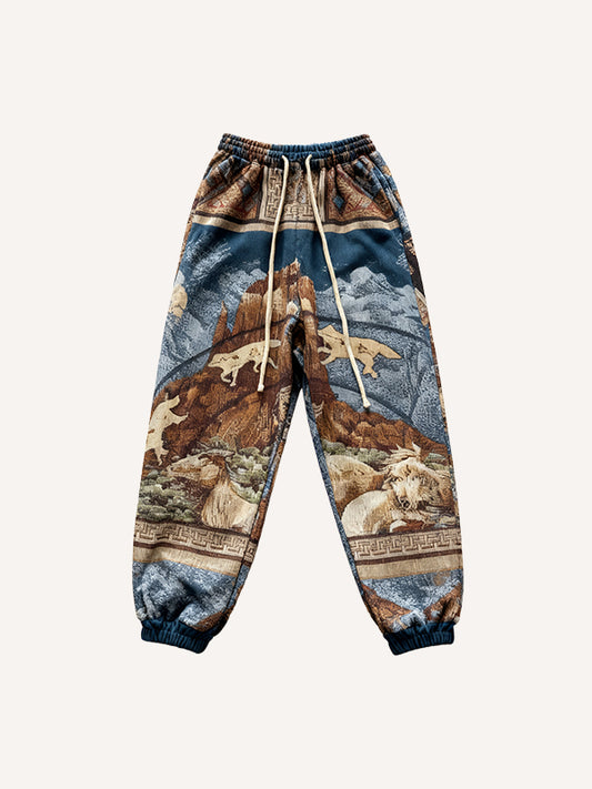 Hand-painted landscape outdoor leisure Christmas hooded sweatpants