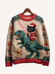 I rode a dinosaur to visit everyone Santa Claus is still behind me Covered sweatshirt