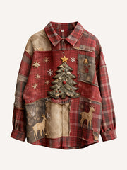Christmas tree patchwork print holiday gift shirt
