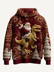 Santa Claus riding a dinosaur hoodie