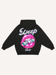 A sexy red lip print sweatshirt with an unseen danger