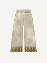 Cross&Graphic Faux Decal Print Elastic Waist Pants