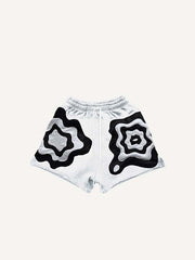 Colorblock Graphic Faux Decal Print Drawstring Waist Shorts