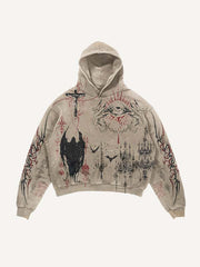 Figure Eye Graphic Print Slant Pockets Hoodie