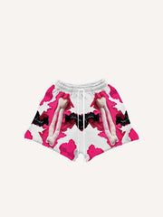 Colorblock Skeleton Faux Decal Print Drawstring Waist Shorts