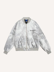 Tie-dye Graphic Print Baseball Jacket