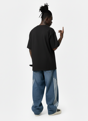 Denim Contrast Striped Stitching Barrel Jeans