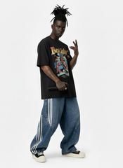 Denim Contrast Striped Stitching Barrel Jeans