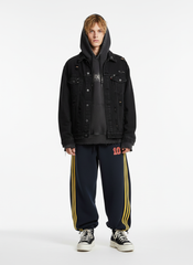 Fleece Vintage Side Stripe Drape Paratrooper Machete Wide Leg Pants - 2488