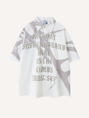 Letter Graphic Print Button Lapel Shirt